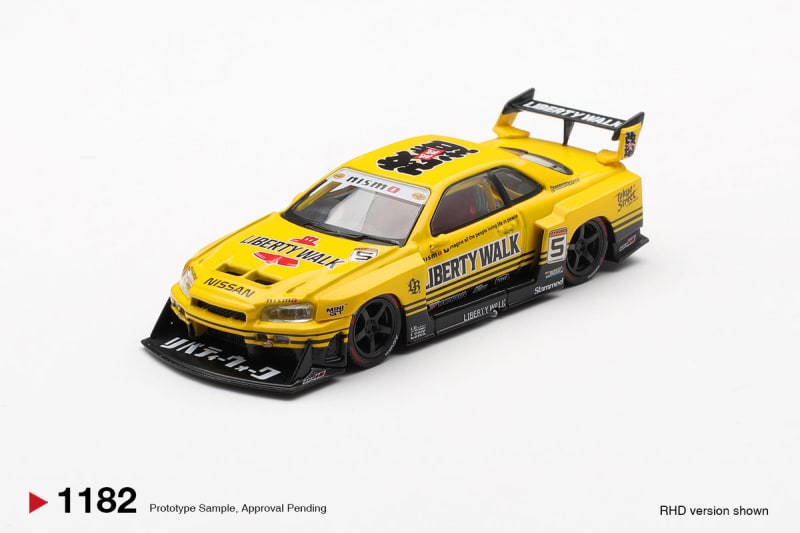 Mini GT #1182 Nissan Skyline Liberty Walk Super Silhouette Sport Yellow (blíster version)